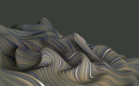 Fluid abstraction of twisted strings. 3D illustration of neural fieldsの写真素材