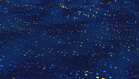 Big data cyber stream. Neural network and strings of code. 3D illustration hi-tech business ideasの写真素材