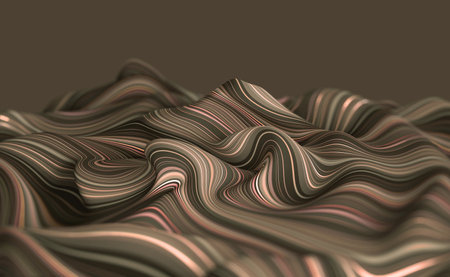 Sand wave emotion. Fluid waviness of soft craft surface. 3D illustration of a field of strings twisted in an abstract patternの写真素材