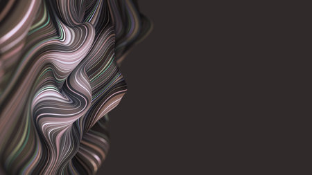Sand wave emotion. Fluid waviness of soft craft surface. 3D illustration of a field of strings twisted in an abstract patternの写真素材