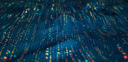 cyber data stream. digital neural networks. 3D illustration of a wavy open source surfaceの写真素材