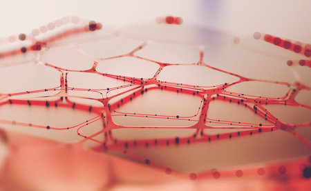 Neural network, artificial matter and AI. 3D illustration abstract high-tech scientific researchの写真素材