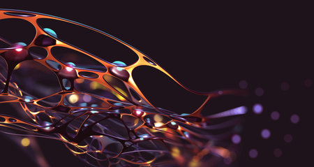 Abstract minimalism of neural connections. Cyber network of macro fibers. 3D illustration of a synthetic brainの写真素材