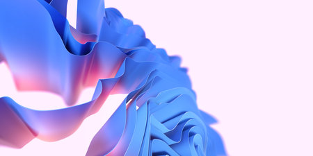 Abstraction of wavy shapes. Warm rays in the cold whirlpool of purity. 3D illustration of science...