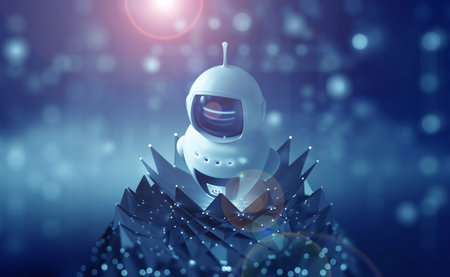 programmable cyberspace. Robot, android, chat bot 3D illustration. Abstract cyber concept technology smart homeの写真素材