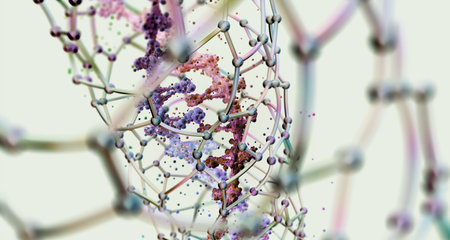 DNA genetic microbiology nano matter. Molecule, science, research 3d illustration