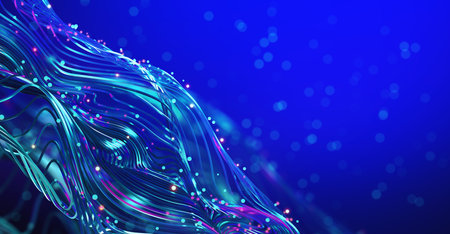 Medical research, microbiology and high technology innovation. 3D illustration of a neural network in plexus of big dataの写真素材