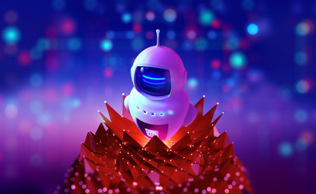 programmable cyberspace. Robot, android, chat bot 3D illustration. Abstract cyber concept technology smart homeの写真素材