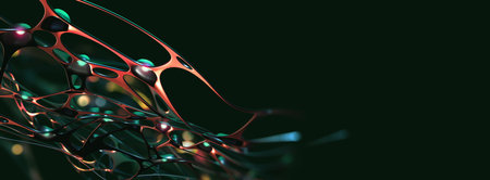 Electrical impulse of neural networks. High-tech nanomaterial. 3d illustration of abstract cyberspaceの写真素材