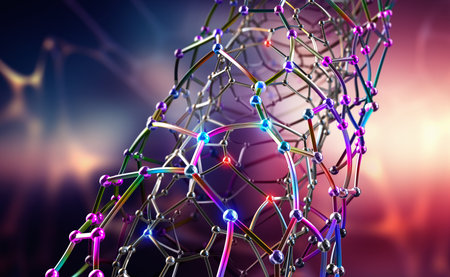 Scientific cosmetics, 3D illustration serum and skin care solutions. Vitamins and hyaluronic acids on an abstract background. Molecule inside liquid bubble, innovation technology cosmetic essenceの写真素材