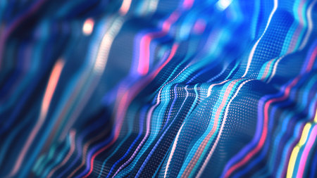 Cyber fantasy and neuropsychology 3D illustration. Waves of data in information flows. Abstract vision nanomaterials innovative discoveriesの写真素材