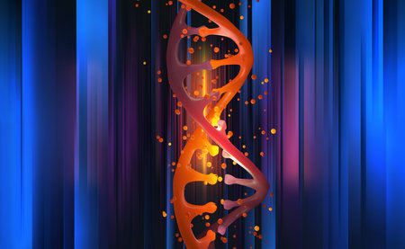 DNA helix, DNA genome. science research laboratory. Microbiology and nanotechnology in medicine 3D illustrationの写真素材