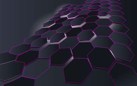 Abstract hexagonal background. Futuristic 3D in vector illustration. Geometric hexagon. graphite...
