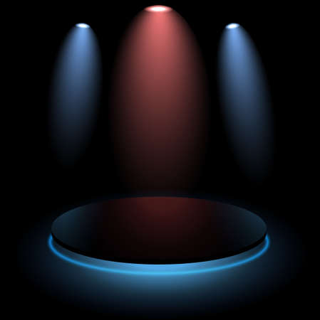 Colored pedestal flood lighting. Stage design, booklet, invitation, presentation of goods, services, postersのイラスト素材