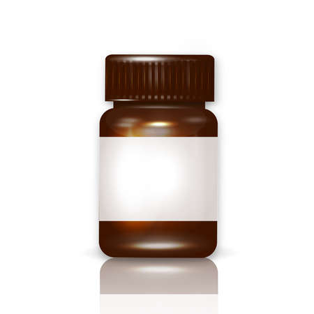Realistic plastic brown bottle. Mock Up Template. Vector illustrationのイラスト素材