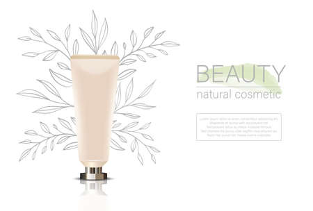 Vector 3d realistic plastic, hand cream, toothpaste, cream tube isolated on white background. Design template of cosmetics, cream, toothpaste, for mockup. Foregroundのイラスト素材
