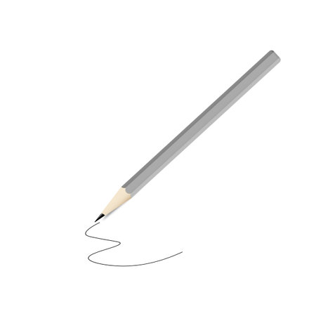 Sharp wooden pencil drawing or writing. School stationery icon. Colored flat vector illustration of sharpened tool isolated on white backgroundのイラスト素材