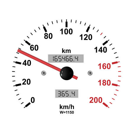 Car speedometer with speed level scale isolated on white. Car tachometer or odometer with speed panel. vector illustrationのイラスト素材