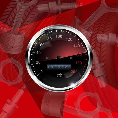 Speed motion line vector abstract tech background with car racing speedometer. Fast auto race, sport drive illustrationのイラスト素材