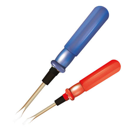 Vector set of red and blue screwdrivers. Illustration of a tool for repair work.のイラスト素材