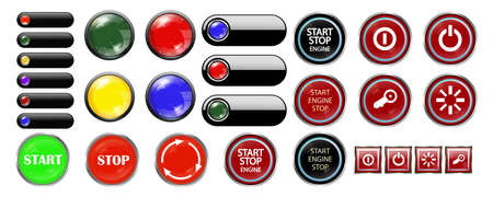 Interface colorful, web button with icon, power button with switchのイラスト素材