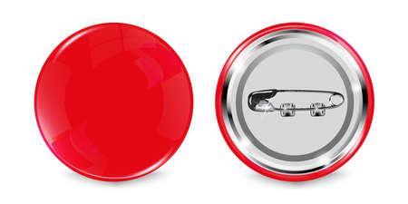 Realistic round red blank icon. 3D glossy button. The layout of the pin icon. Vector illustration.のイラスト素材