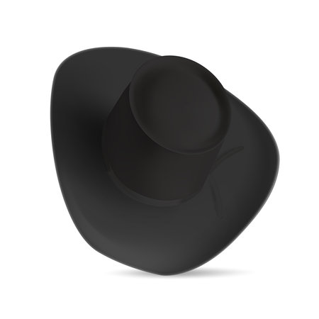 Vector 3D realistic cowboy black hat with shadow isolated on white background.のイラスト素材