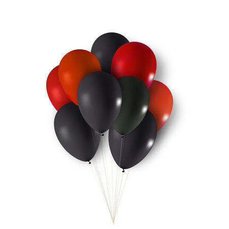 Vector Illustration, realistic 3d balloon collection set on transparent background for party, holiday.のイラスト素材