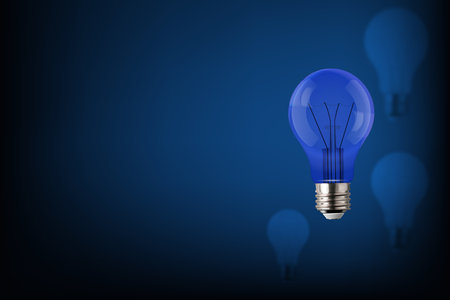 Vector realistic blue background with incandescent lamps silhouetteのイラスト素材