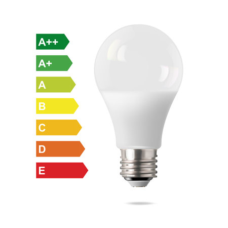 Glowing LED bulb isolated on transparent background. Vector illustration.のイラスト素材