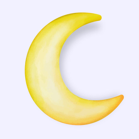 Crescent moon of painting with watercolor on paper, illustration design.のイラスト素材
