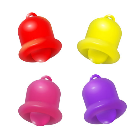 Notification 3D icon. Cute yellow bell. 3D Model render for design. Email web symbol, mobile phone app, template, copy space. vector illustrationのイラスト素材