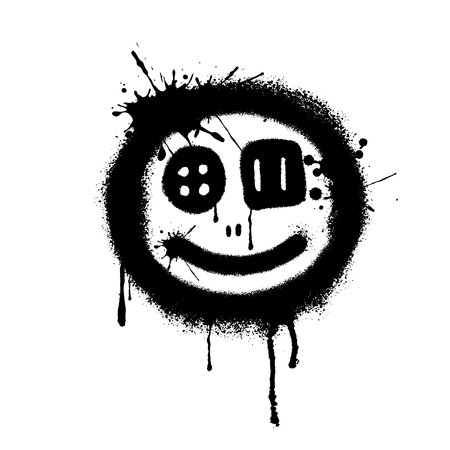 Spray Painted Graffiti scary sick face emoticon isolated on white backgroundのイラスト素材