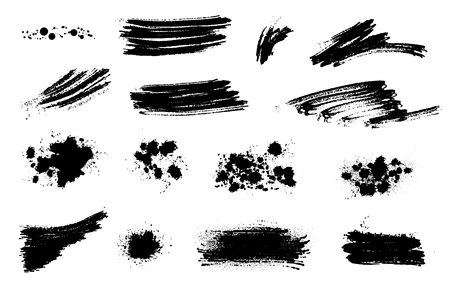 A set of brush strokes. A collection of vector black lines, for grunge design and decor, isolated on a white backgroundのイラスト素材