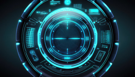 Futuristic circle HUD, GUI, user interface interface screen design. Created with generative AIの写真素材