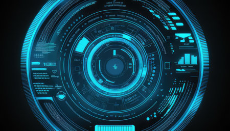 Futuristic circle HUD, GUI, user interface interface screen design. Created with generative AIの写真素材
