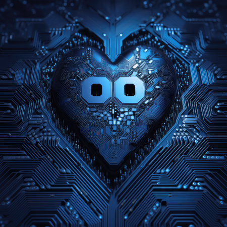 Human heart, artificial intelligence help, medical technology concept. Created with generative AIの写真素材