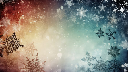 Christmas and New Year theme background. Light blue blurred abstract background with snowflake. Created with generative AIの写真素材