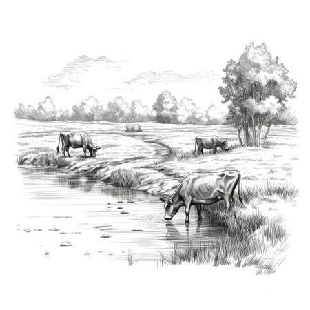 Sketch of bull, Hand drawn illustration. Created with generative AIの写真素材