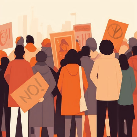 The concept of the struggle for rights and freedoms. Protest. Hands clenched into fists, against . flat illustration. Created with generative AIの写真素材