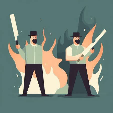 Angry man in a suit with an ax. Created with generative AIの写真素材