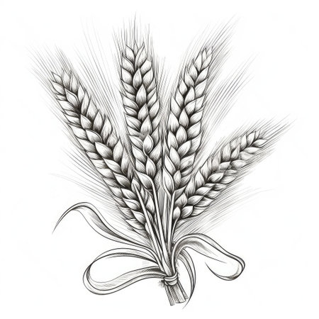 Hand drawn illustration of wheat. isolated on white background. Created with generative AIの写真素材