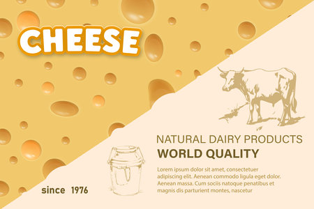 Beautiful vector hand drawn dairy products card set. Detailed trendy style backgrounds.のイラスト素材