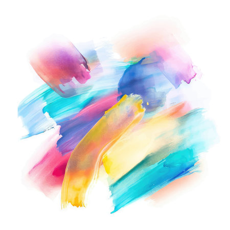 Colorful watercolor hand drawn paper texture torn splatter banner. Wet brush painted spots and strokes abstract vector illustration.のイラスト素材