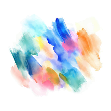 Colorful watercolor hand drawn paper texture torn splatter banner. Wet brush painted spots and strokes abstract vector illustration.のイラスト素材