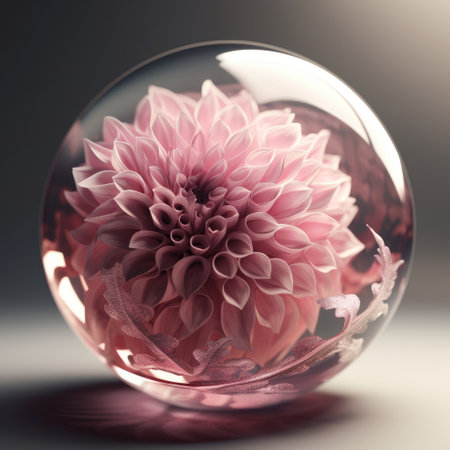Astra flower in a crystal ball .Created with generative AIの写真素材