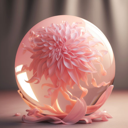 Astra flower in a crystal ball .Created with generative AIの写真素材