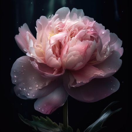 A beautiful open bud of a bright Astra flower on a black background .Created with generative AIの写真素材