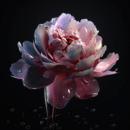 A beautiful open bud of a bright Astra flower on a black background .Created with generative AIの写真素材
