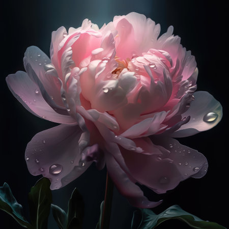 A beautiful open bud of a bright Astra flower on a black background .Created with generative AIの写真素材